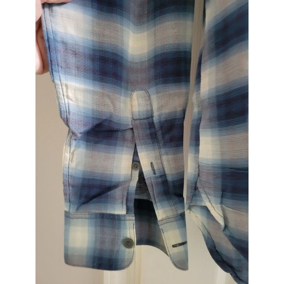 John Varvatos blue Plaid Button Down shirt Casual size XL designer long sleeve - Picture 4 of 10